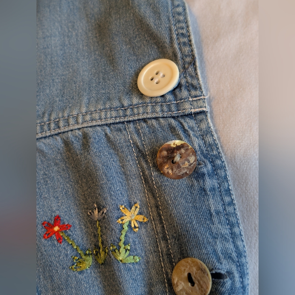 Vintage Stonebridge Denim Floral Embroidery Overalls Size Large - Picture 5 of 13